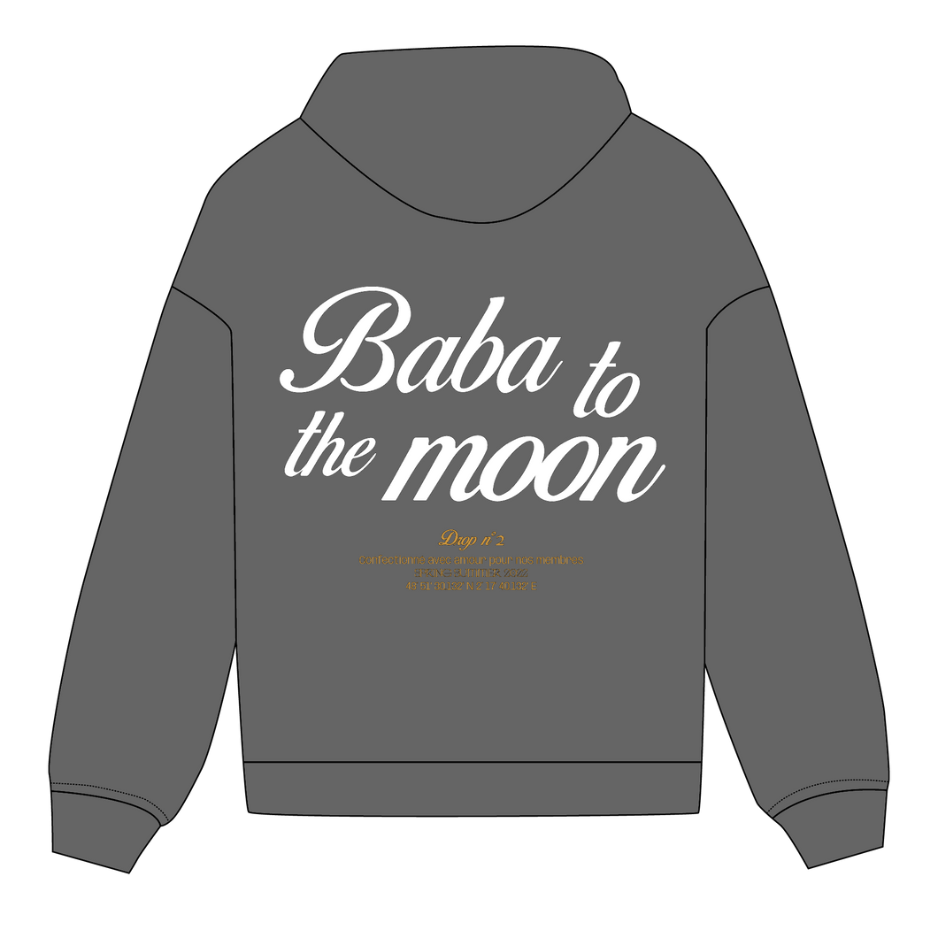 Hoodie « Baba to the moon » - Gris