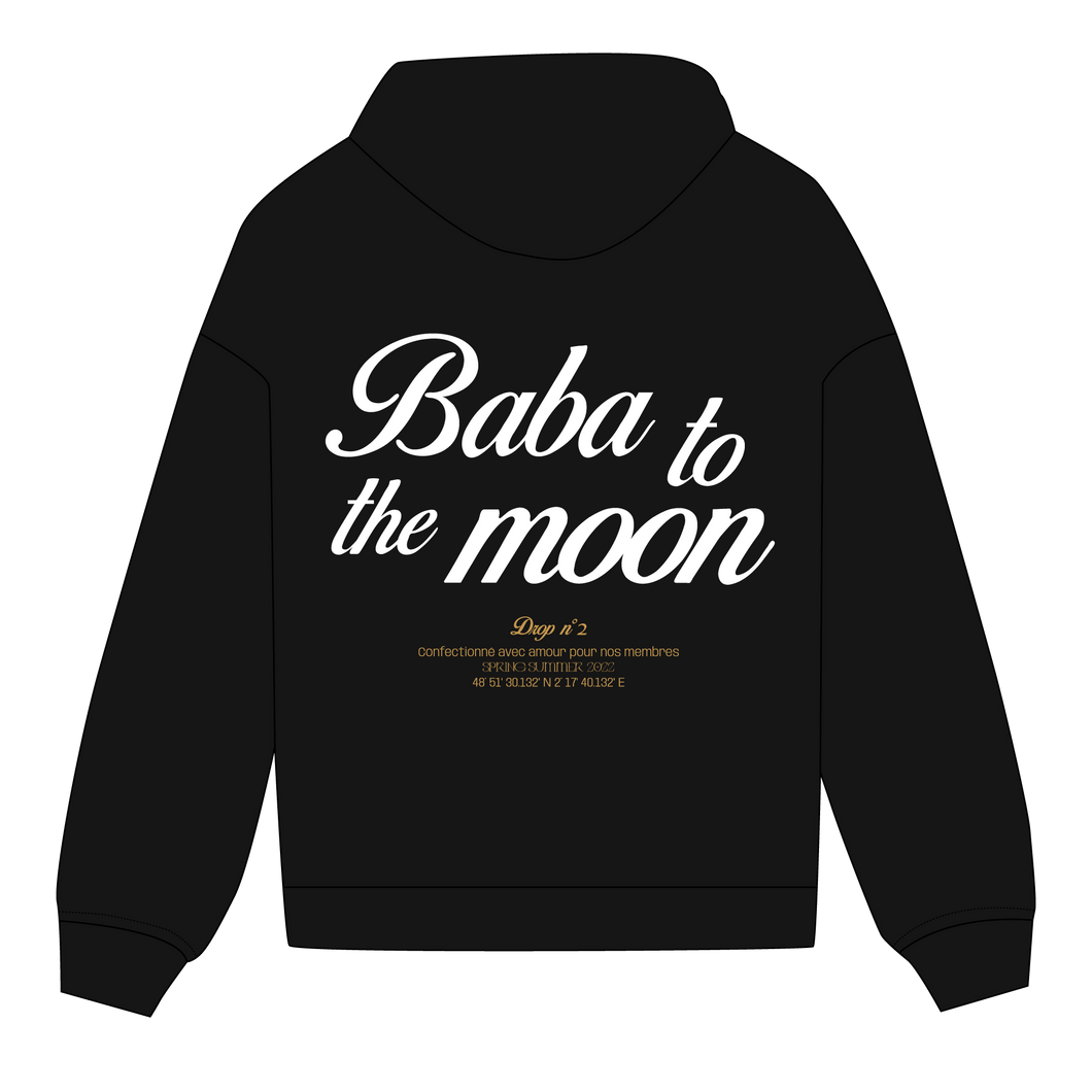 Hoodie « Baba to the moon » - Noir